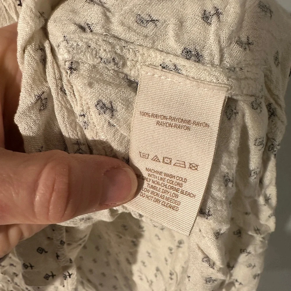 Free People Cream Patterned Blouse